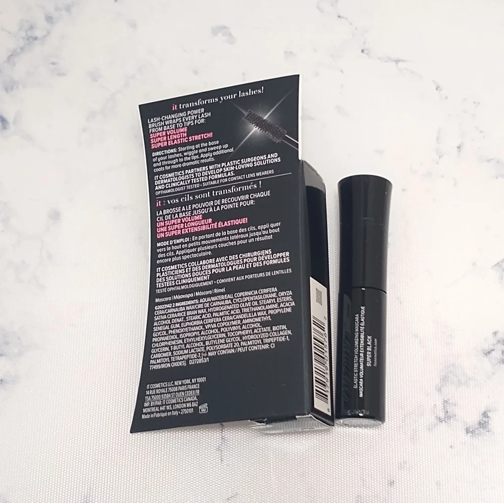 It Cosmetics Superhero Mascara Volumizing Super Black Mini Travel Size 0.17 oz